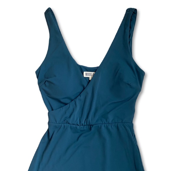 MOOLOOLA Teal Deep V Bodycon Midi Dress Size 8 - Picture 2 of 5